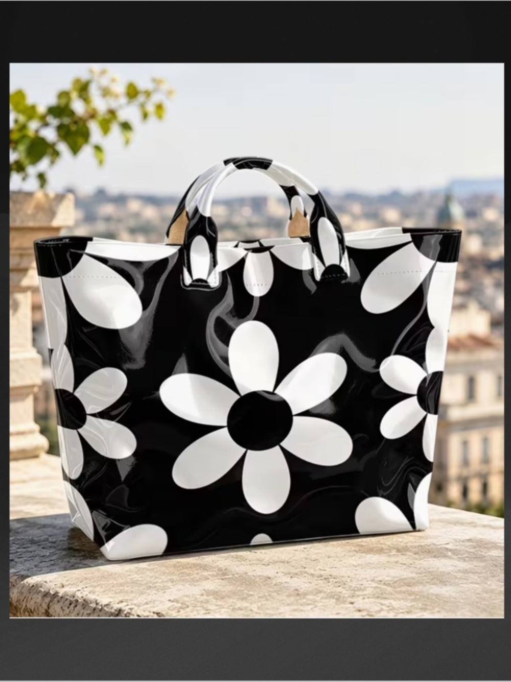 Adorable Vinyl-Covered Tote - Daisy